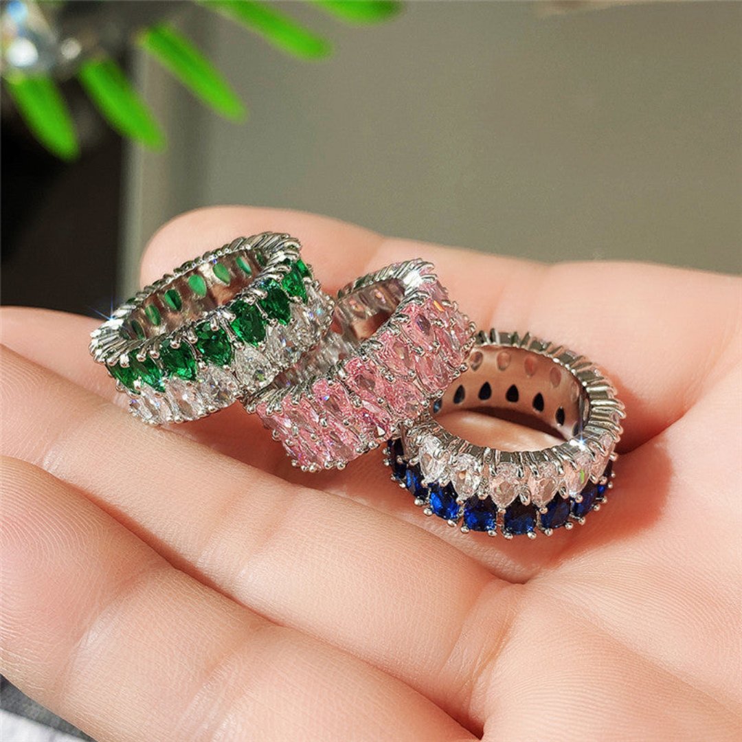 Luxury Colorful Cubic Zirconia Ring - Rings - Pretland | Spiritual Crystals & Jewelry