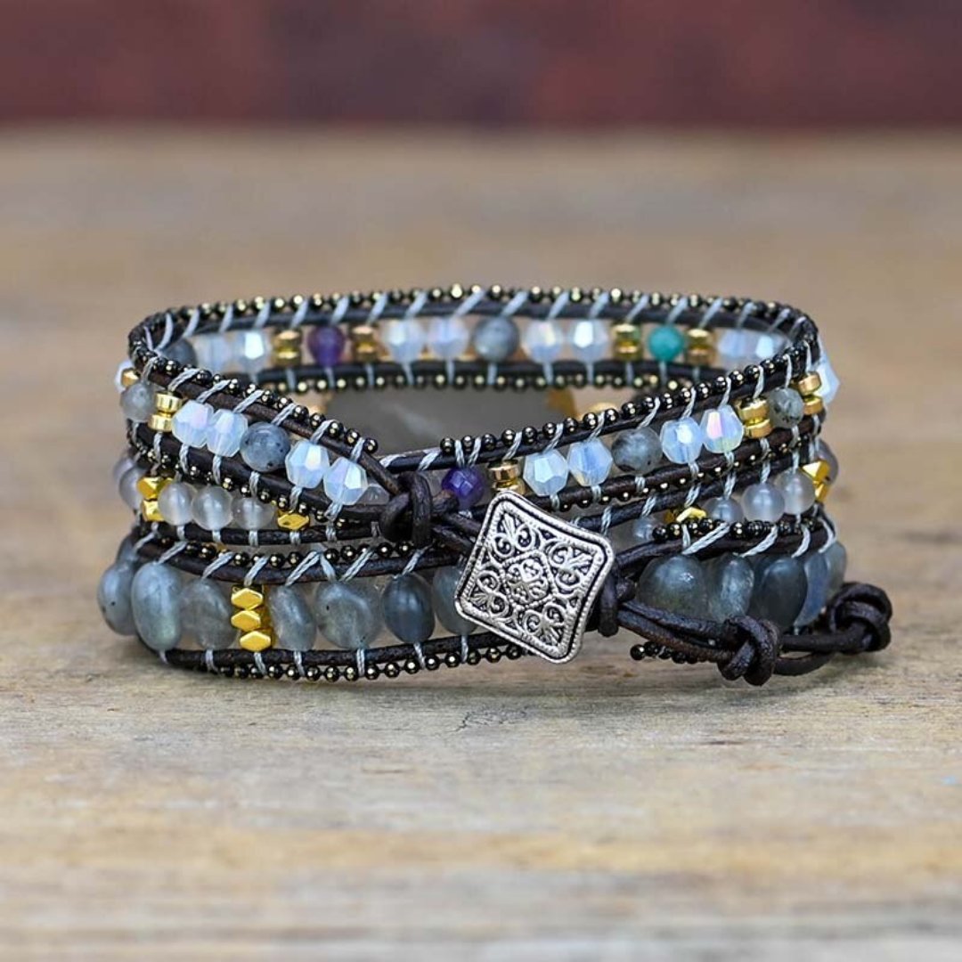 Black Labradorite Stone Bracelet - Wrap Bracelets - Pretland | Spiritual Crystals & Jewelry