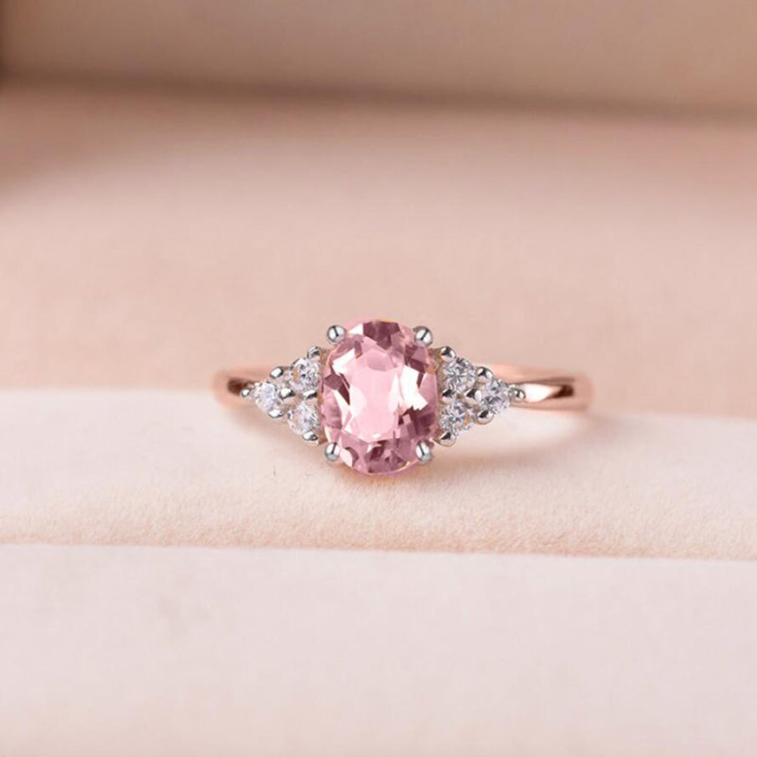 Chic Pink Oval Quartz Ring - Rings - Pretland | Spiritual Crystals & Jewelry