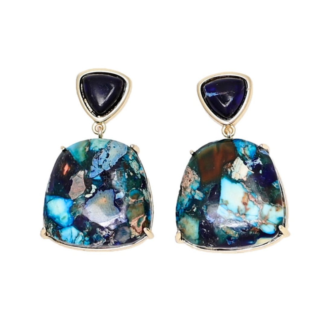 Spiritual Colorful Blue Jasper Earrings - Earrings - Pretland | Spiritual Crystals & Jewelry