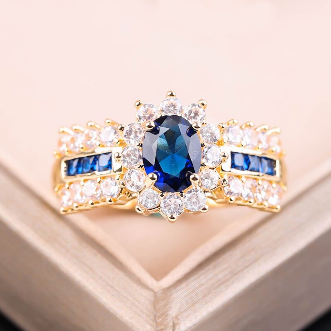 Elegant Blue & Red Zirconia Ring - Rings - Pretland | Spiritual Crystals & Jewelry