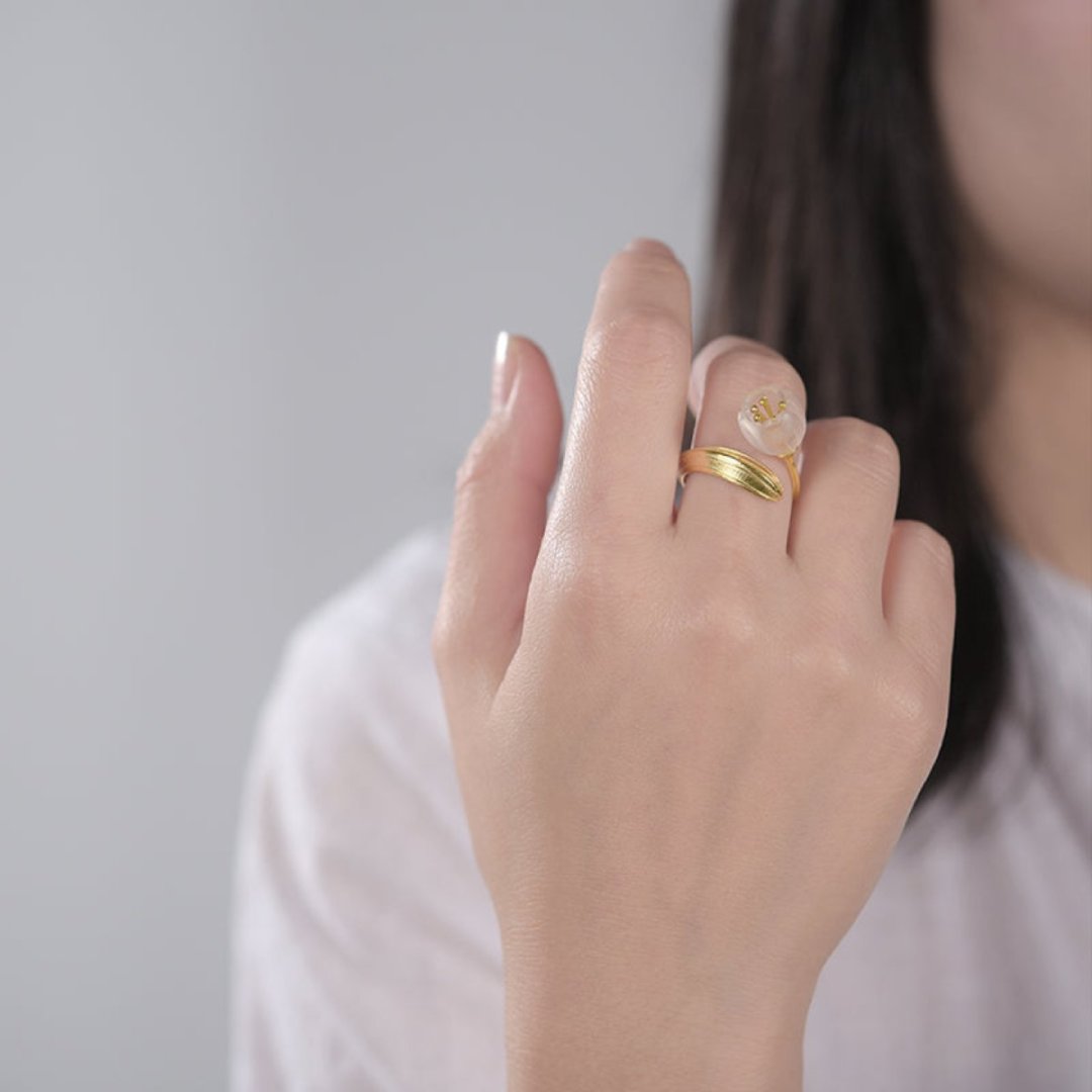 Valley Flower Natural Crystal Adjustable Ring - Rings - Pretland | Spiritual Crystals & Jewelry