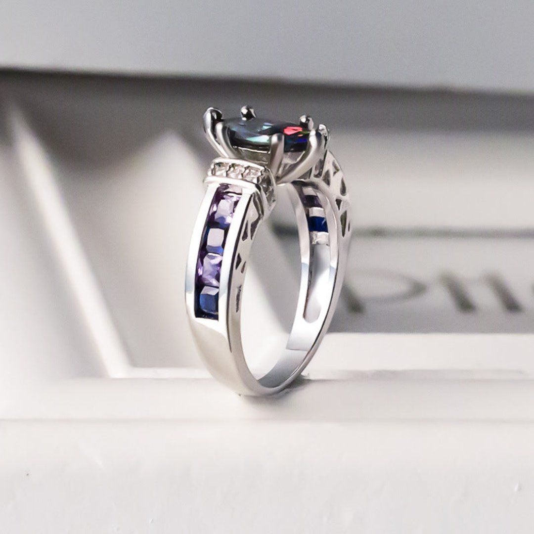 Chic Rainbow Topaz Silver Ring - Rings - Pretland | Spiritual Crystals & Jewelry