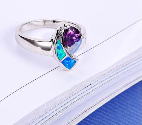 Amethyst & Blue Opal 925 Sterling Silver Ring