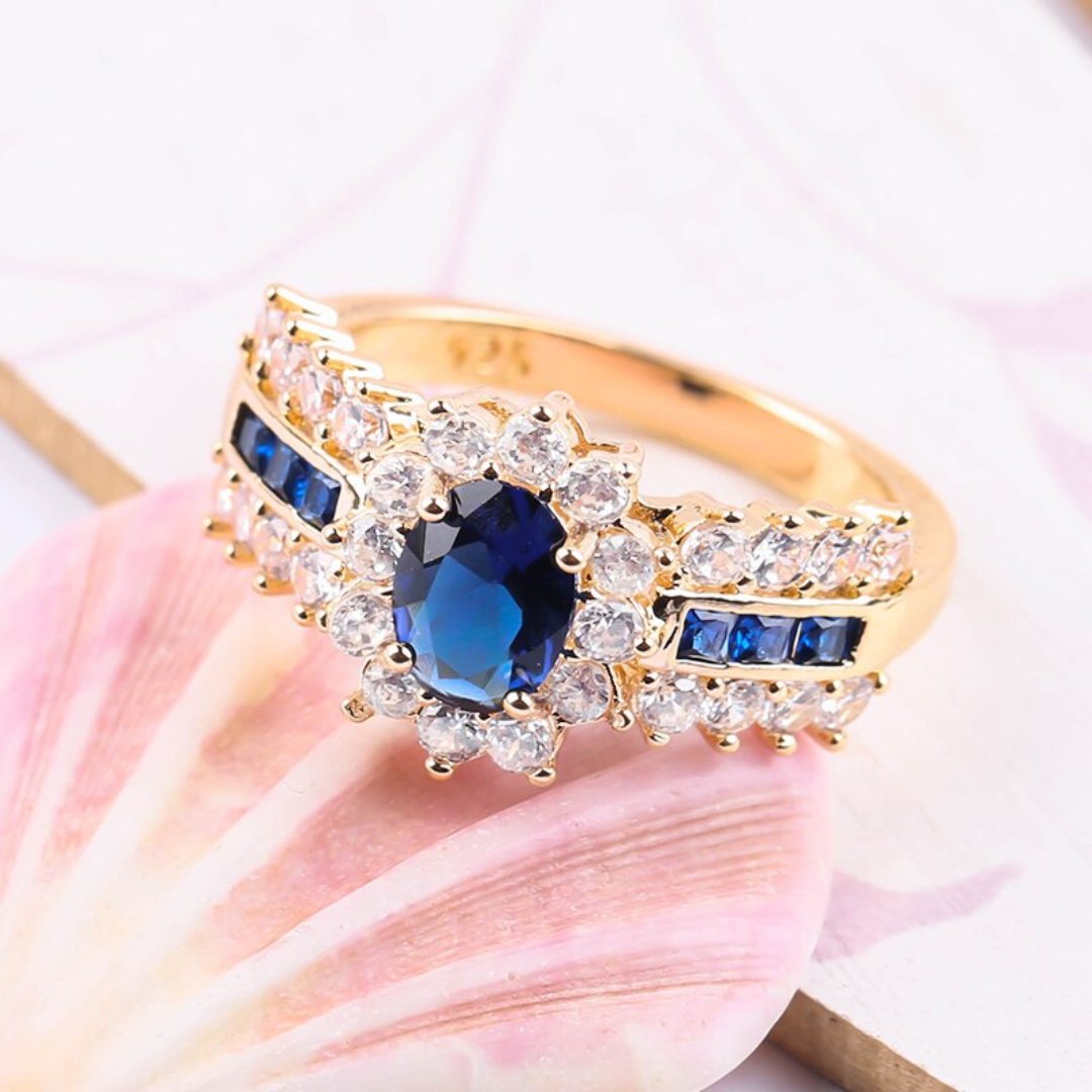Elegant Blue & Red Zirconia Ring - Rings - Pretland | Spiritual Crystals & Jewelry