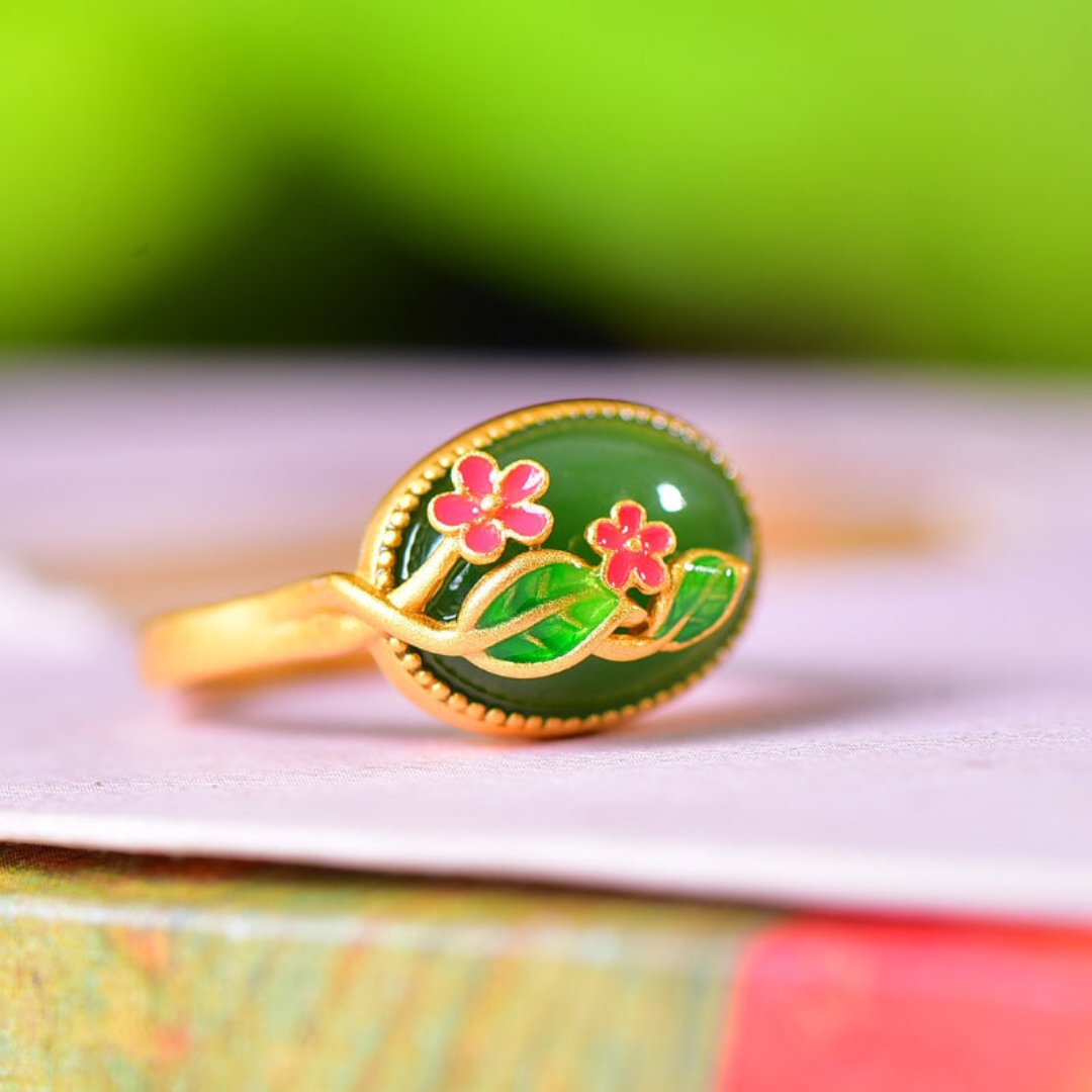 Pretty Flowers Chalcedony Adjustable Ring - Rings - Pretland | Spiritual Crystals & Jewelry
