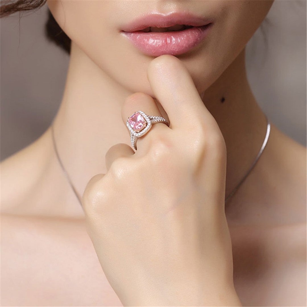 Romantic Pink Quartz Silver Ring - Rings - Pretland | Spiritual Crystals & Jewelry
