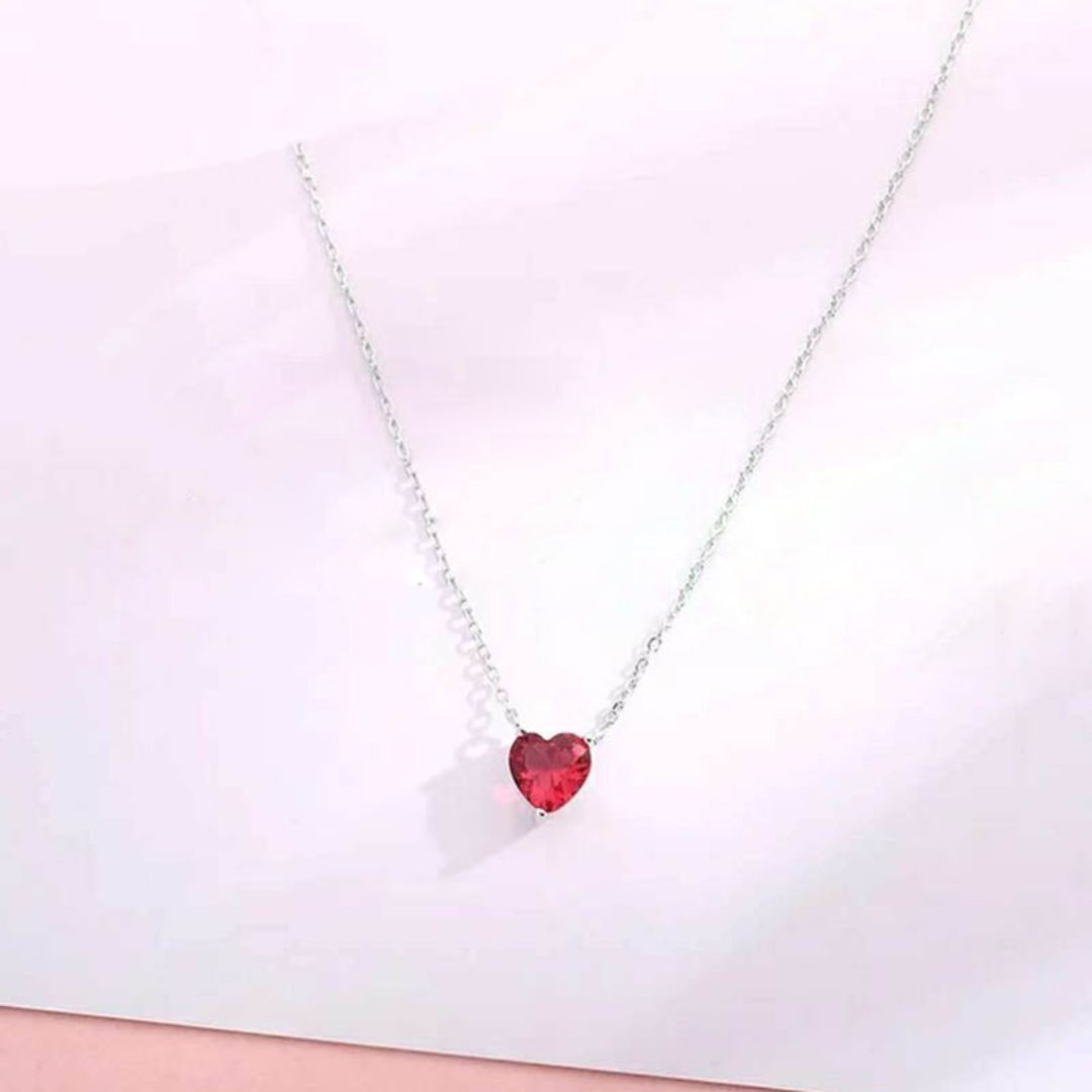 Heart Shape Garnet 925 Sterling Silver Necklace - Necklaces - Pretland | Spiritual Crystals & Jewelry