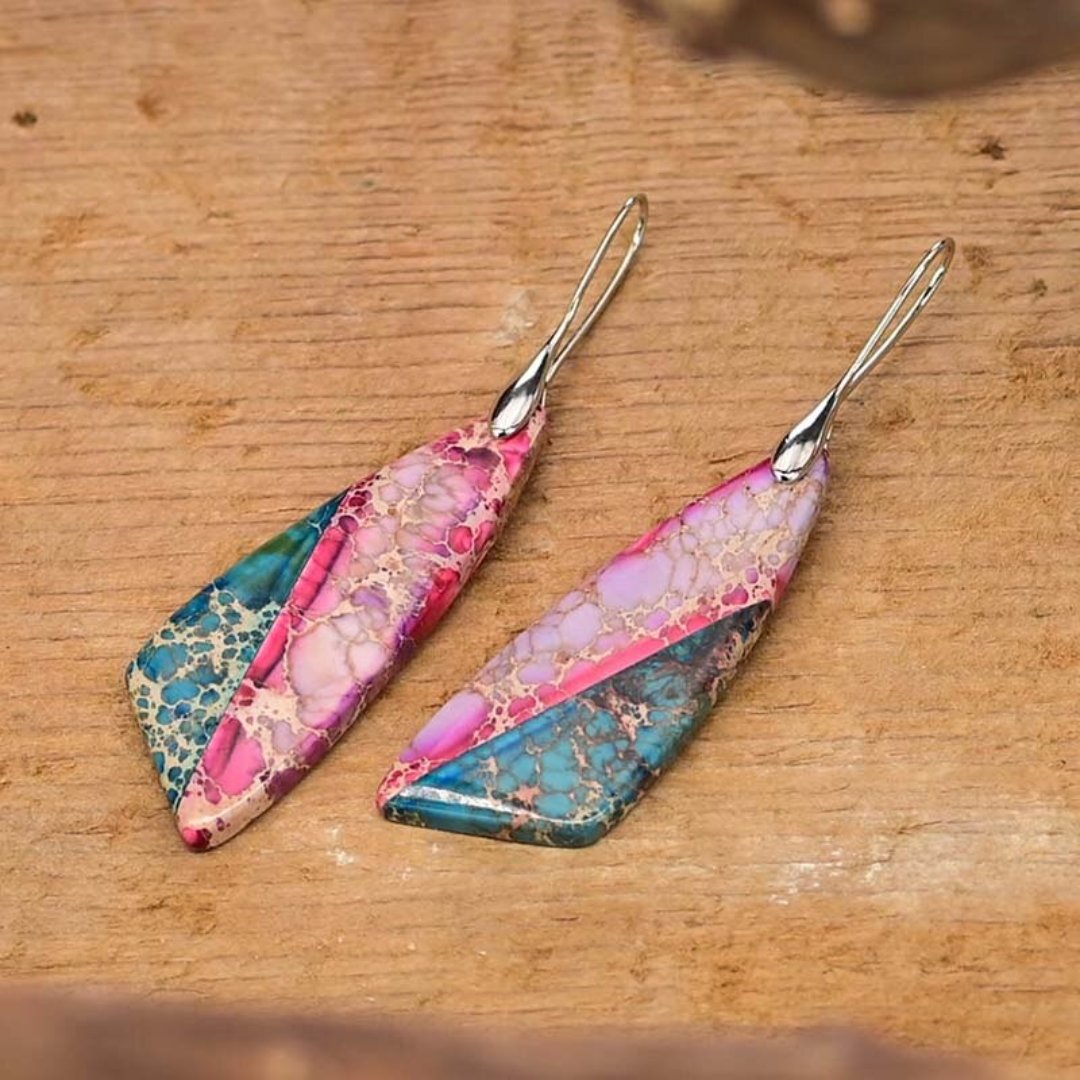 Bluebell Emperor Stone Earrings - Drop Earrings - Pretland | Spiritual Crystals & Jewelry