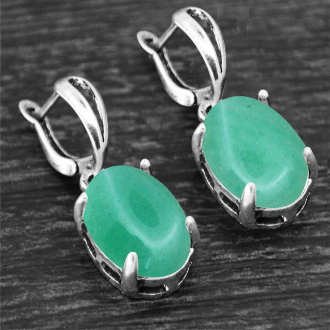 Spiritual Crystal Silver Plated Earrings - Natural Jade - Earrings - Pretland | Spiritual Crystals & Jewelry