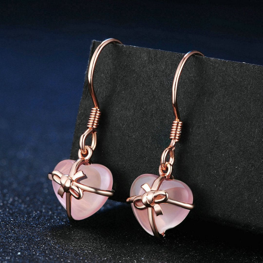 Romantic Rose Quartz 18K Gold Plated Earrings - Earrings - Pretland | Spiritual Crystals & Jewelry