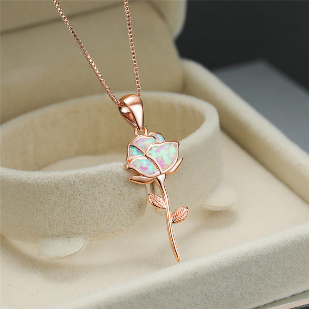 Flower White Opal 925 Sterling Silver Necklace - Necklaces - Pretland | Spiritual Crystals & Jewelry