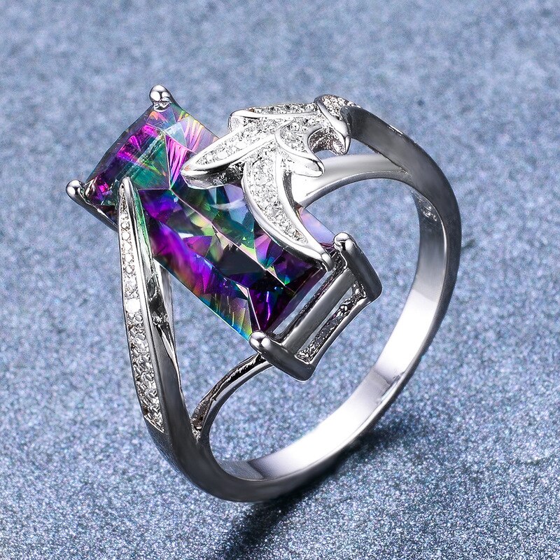 Rainbow Topaz Sterling Silver Ring - Rings - Pretland | Spiritual Crystals & Jewelry