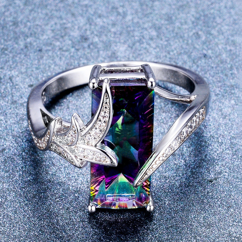 Rainbow Topaz Sterling Silver Ring - Rings - Pretland | Spiritual Crystals & Jewelry