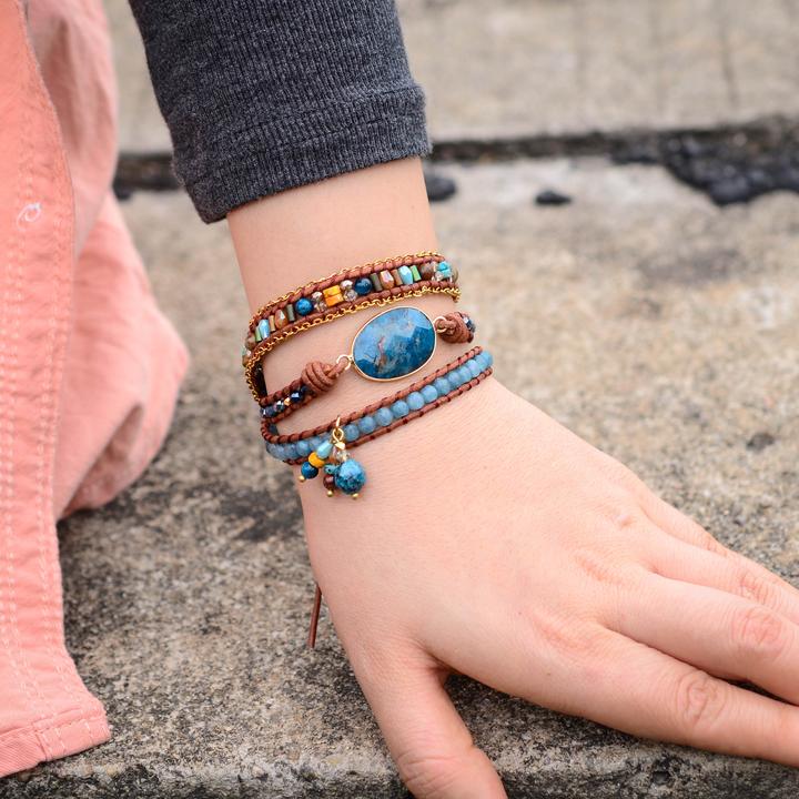 Happy Apatite Wrap Bracelet - Wrap Bracelets - Pretland | Spiritual Crystals & Jewelry