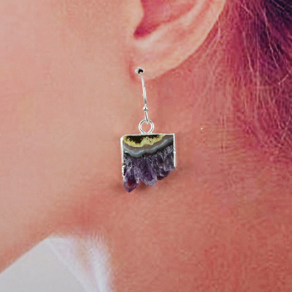 Spiritual Amethyst Silver Earrings - Earrings - Pretland | Spiritual Crystals & Jewelry