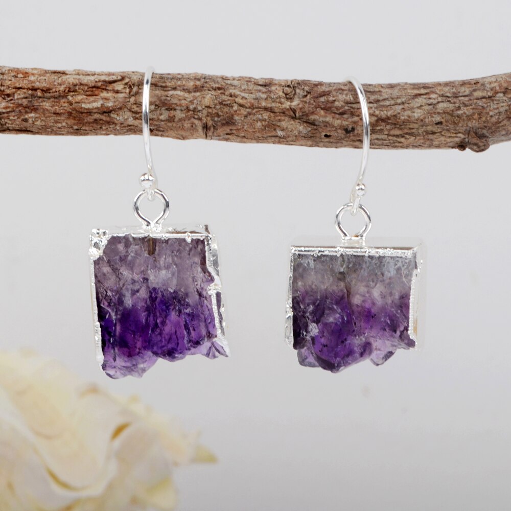 Spiritual Amethyst Silver Earrings - Earrings - Pretland | Spiritual Crystals & Jewelry