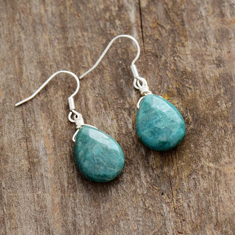 Spirit Amazonite Teardrop Earrings - Earrings - Pretland | Spiritual Crystals & Jewelry