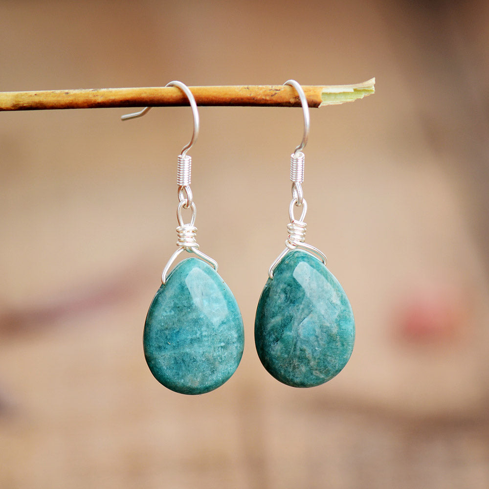 Spirit Amazonite Teardrop Earrings - Earrings - Pretland | Spiritual Crystals & Jewelry