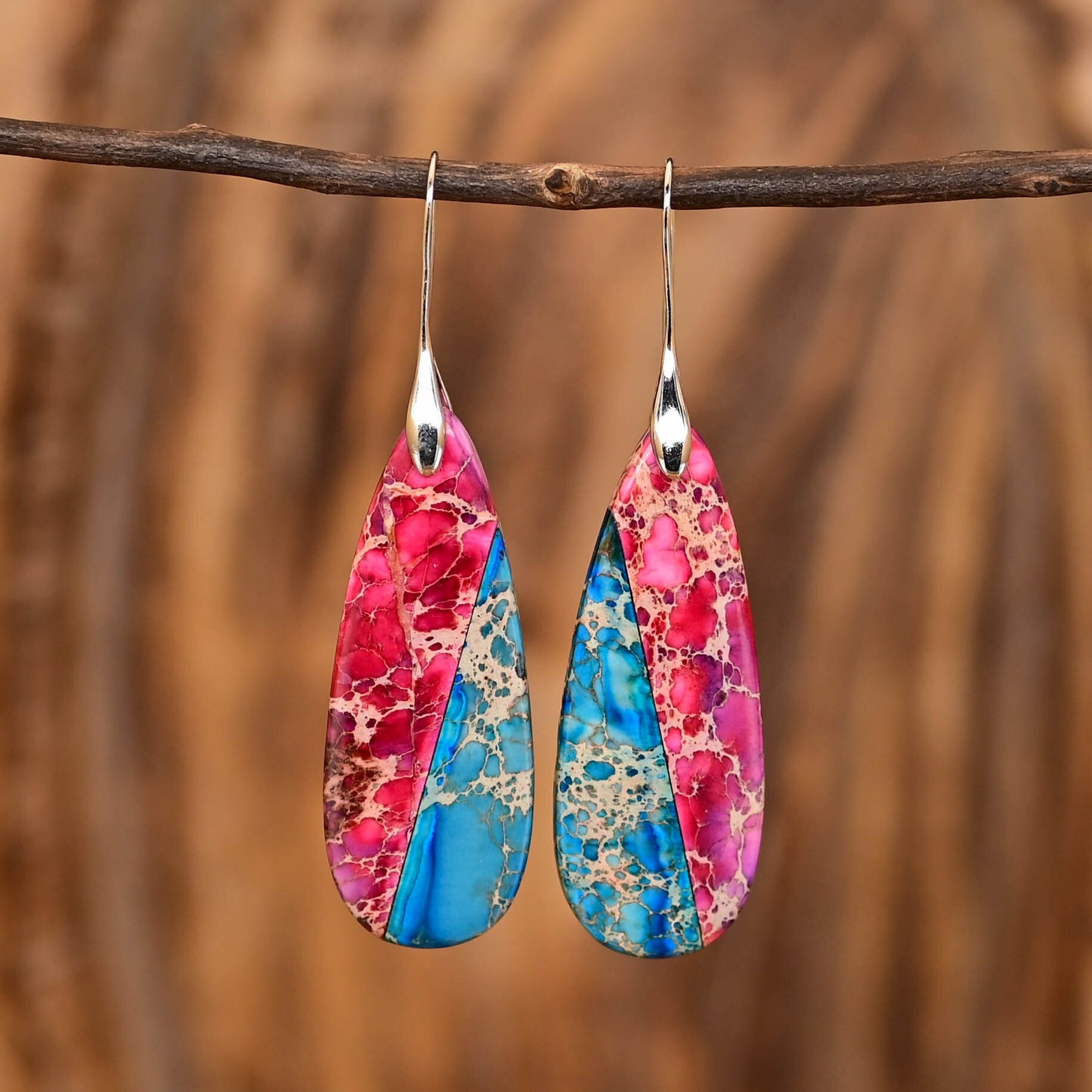 Purple of The Sky Emperor Stone Drop Earrings - Drop Earrings - Pretland | Spiritual Crystals & Jewelry
