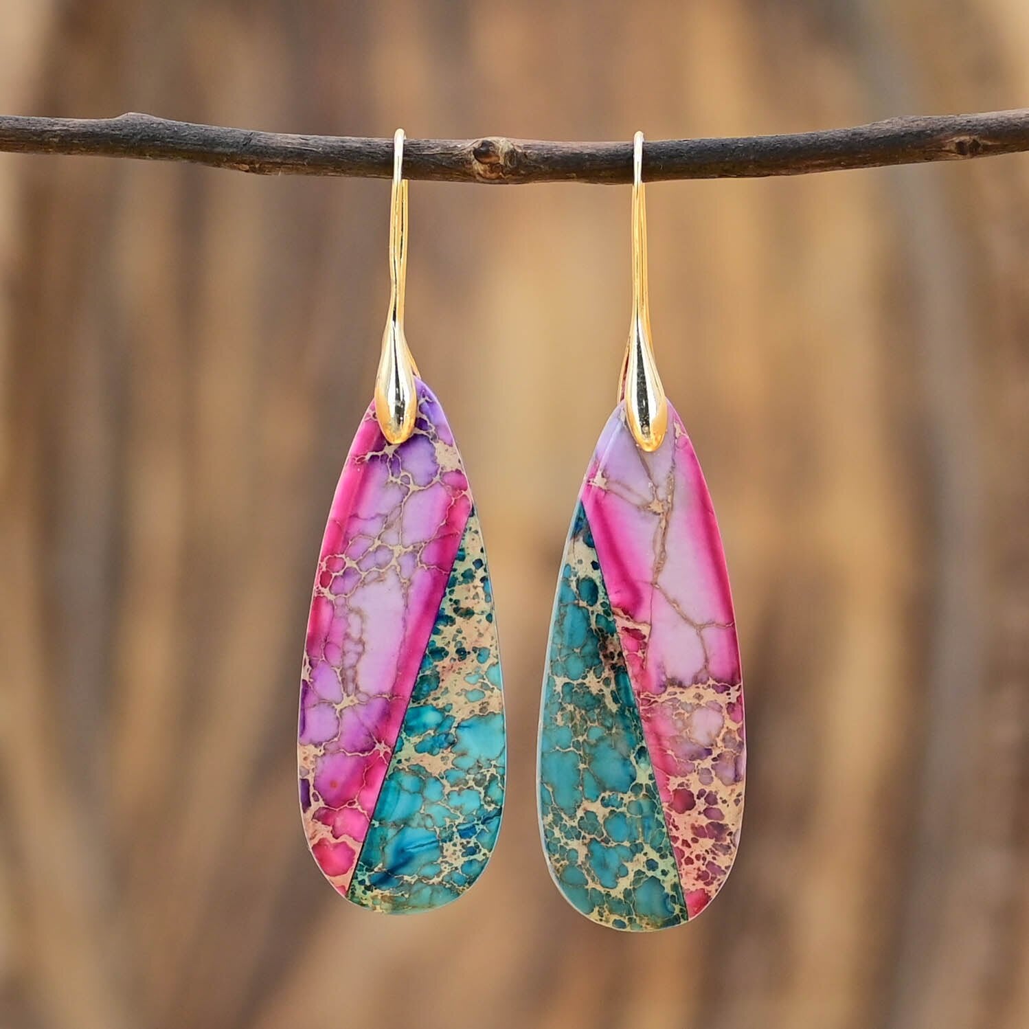 Purple of The Sky Emperor Stone Drop Earrings - Drop Earrings - Pretland | Spiritual Crystals & Jewelry