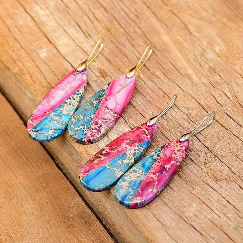 Purple of The Sky Emperor Stone Drop Earrings - Drop Earrings - Pretland | Spiritual Crystals & Jewelry