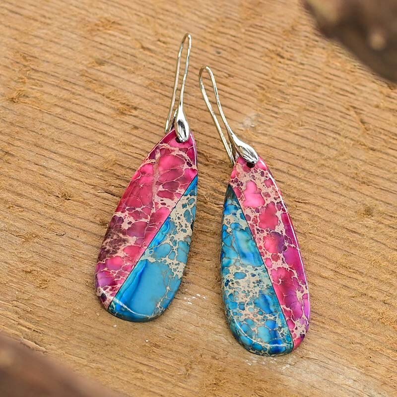 Purple of The Sky Emperor Stone Drop Earrings - Drop Earrings - Pretland | Spiritual Crystals & Jewelry