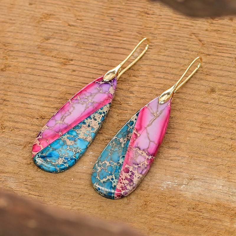 Purple of The Sky Emperor Stone Drop Earrings - Drop Earrings - Pretland | Spiritual Crystals & Jewelry