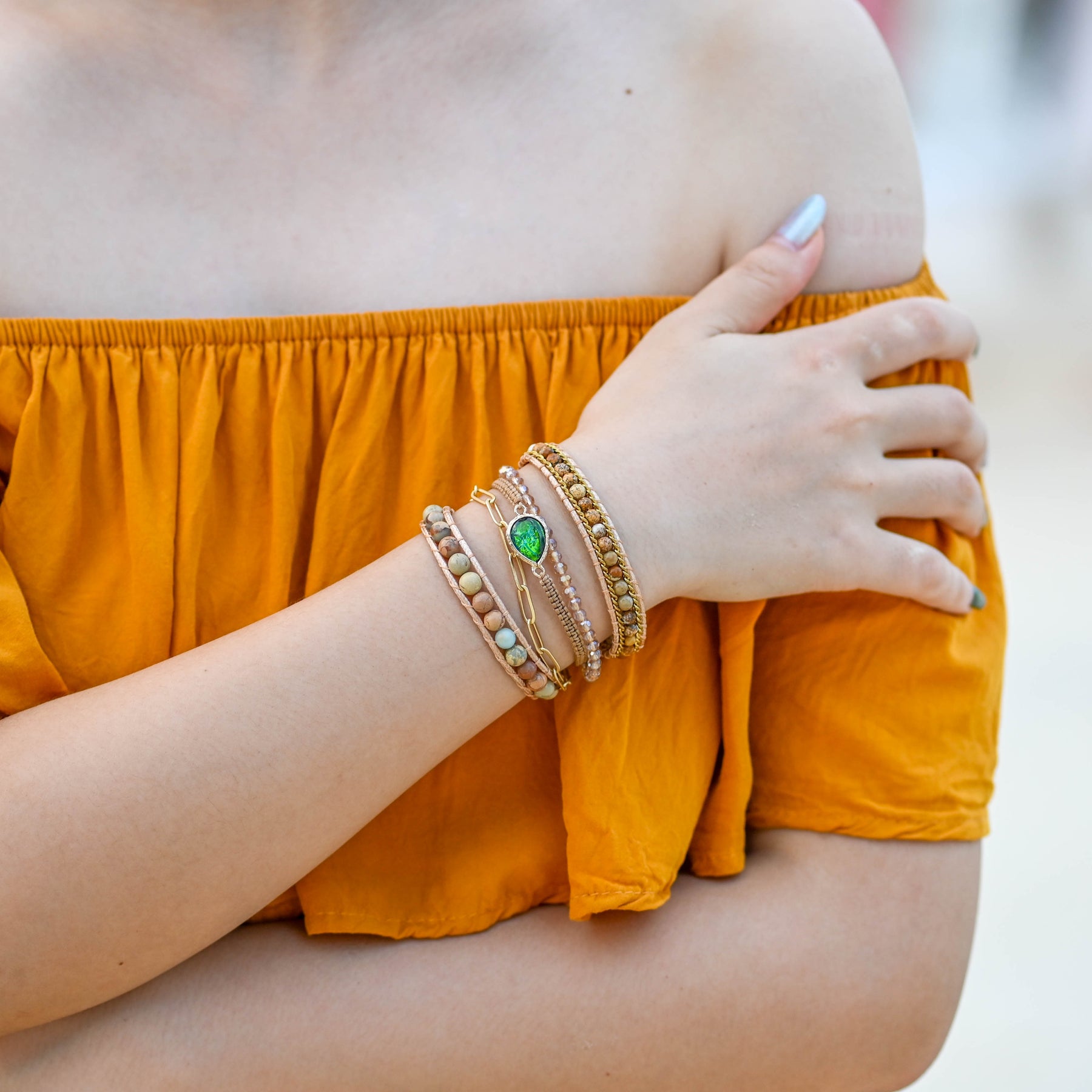Spiritual Green Opal Cuff Bracelet - Bracelets - Pretland | Spiritual Crystals & Jewelry