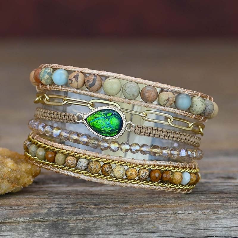 Spiritual Green Opal Cuff Bracelet - Bracelets - Pretland | Spiritual Crystals & Jewelry