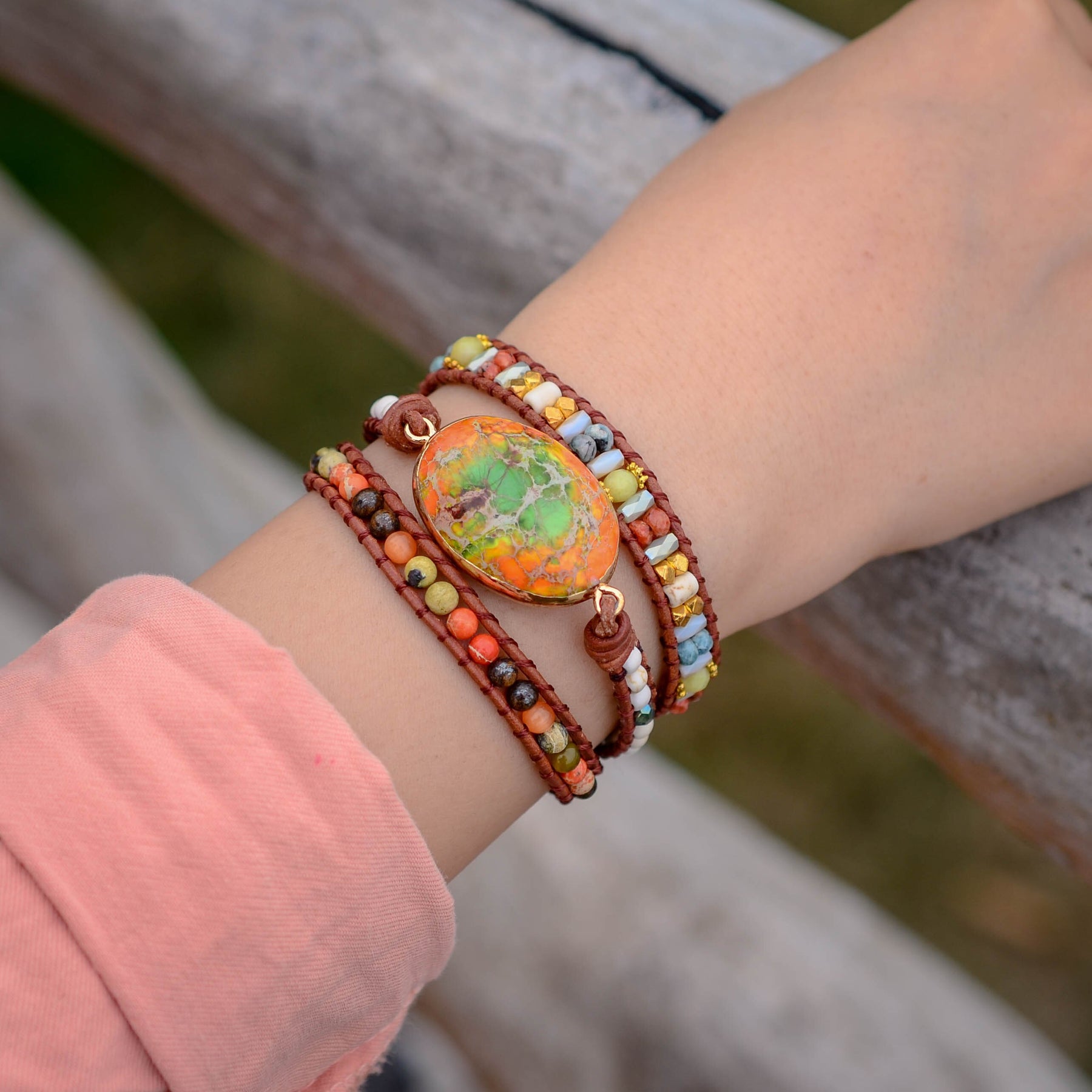 Spiritual Orange Dream Wrap Bracelet - Wrap Bracelets - Pretland | Spiritual Crystals & Jewelry