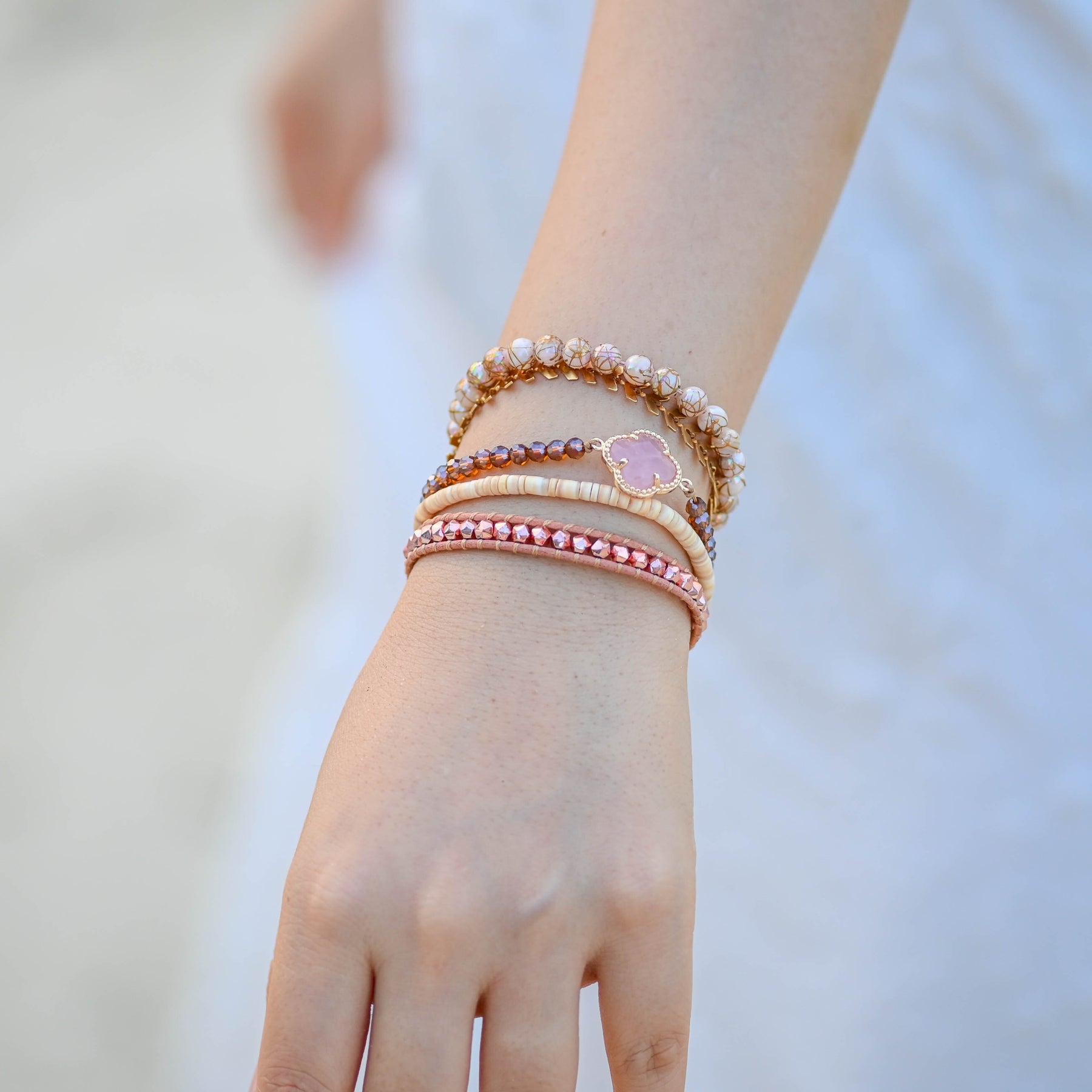 Spiritual Rose Quartz Cuff Bracelet - Bracelets - Pretland | Spiritual Crystals & Jewelry