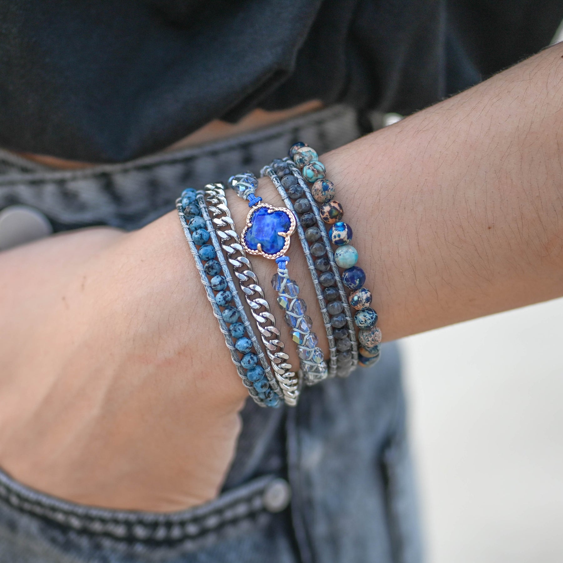 Spiritual Lapis Lazuli Cuff Bracelet - Bracelets - Pretland | Spiritual Crystals & Jewelry