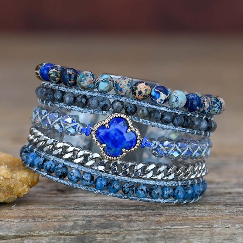 Spiritual Lapis Lazuli Cuff Bracelet - Bracelets - Pretland | Spiritual Crystals & Jewelry