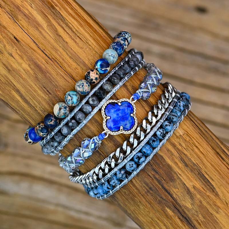 Spiritual Lapis Lazuli Cuff Bracelet - Bracelets - Pretland | Spiritual Crystals & Jewelry