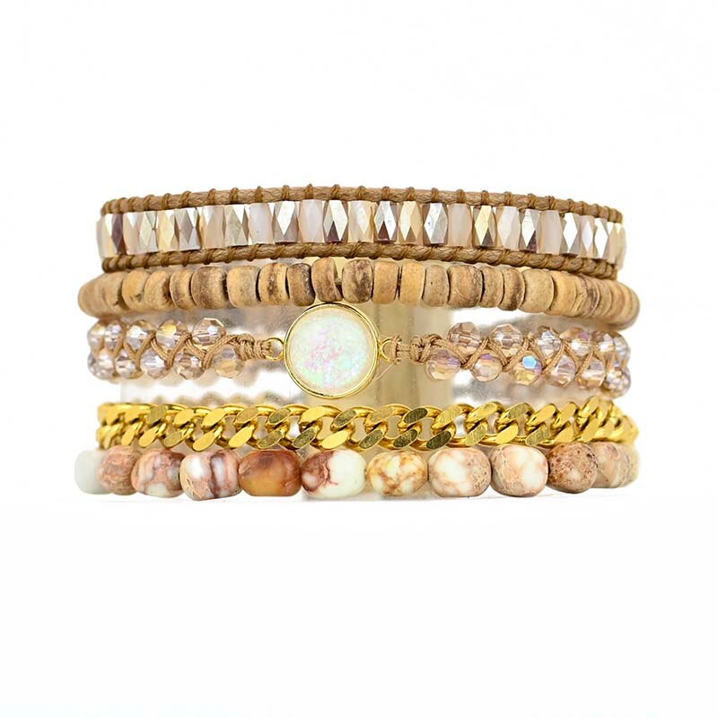Spiritual Protection Opal Cuff Bracelet - Bracelets - Pretland | Spiritual Crystals & Jewelry