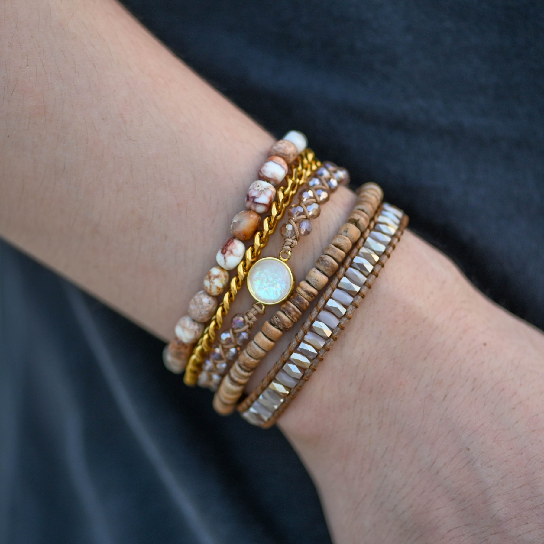 Spiritual Protection Opal Cuff Bracelet - Bracelets - Pretland | Spiritual Crystals & Jewelry