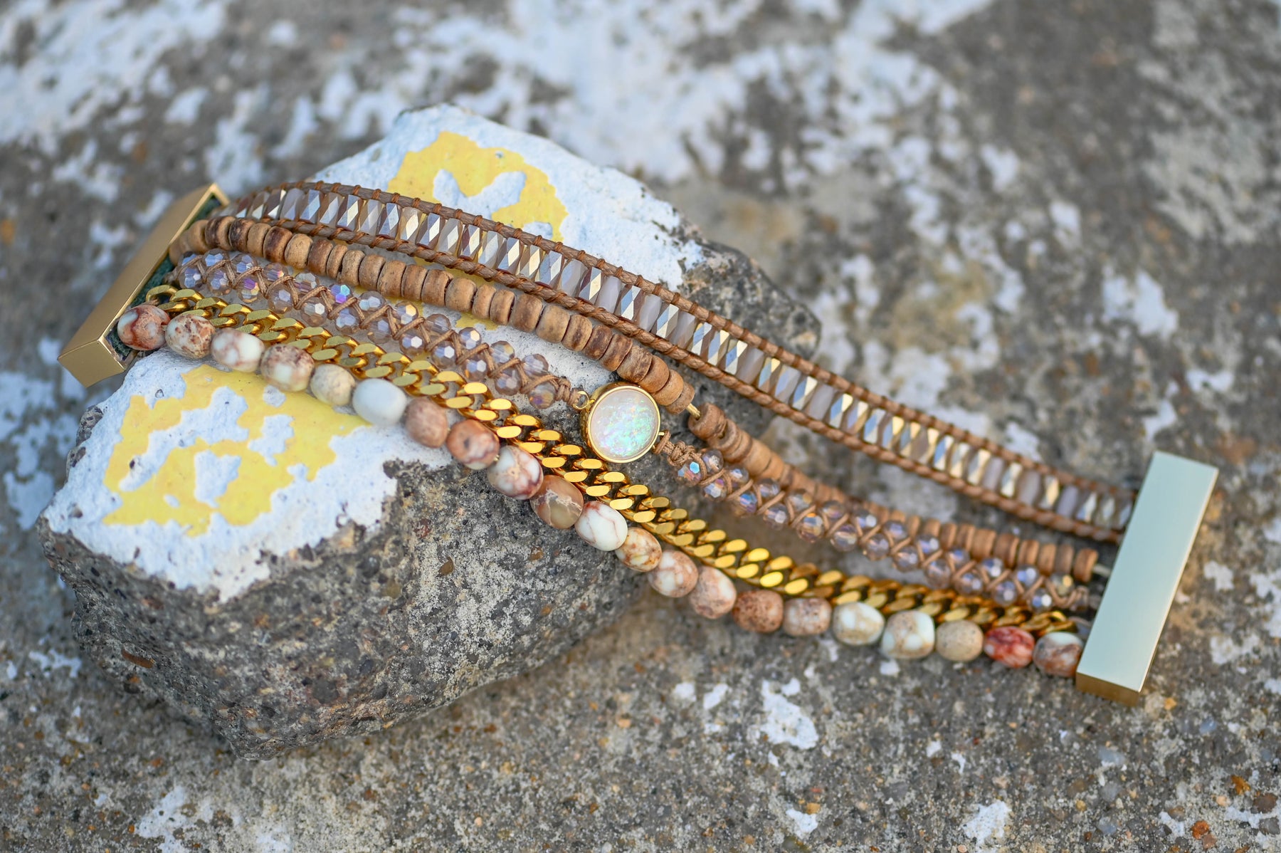 Spiritual Protection Opal Cuff Bracelet - Bracelets - Pretland | Spiritual Crystals & Jewelry