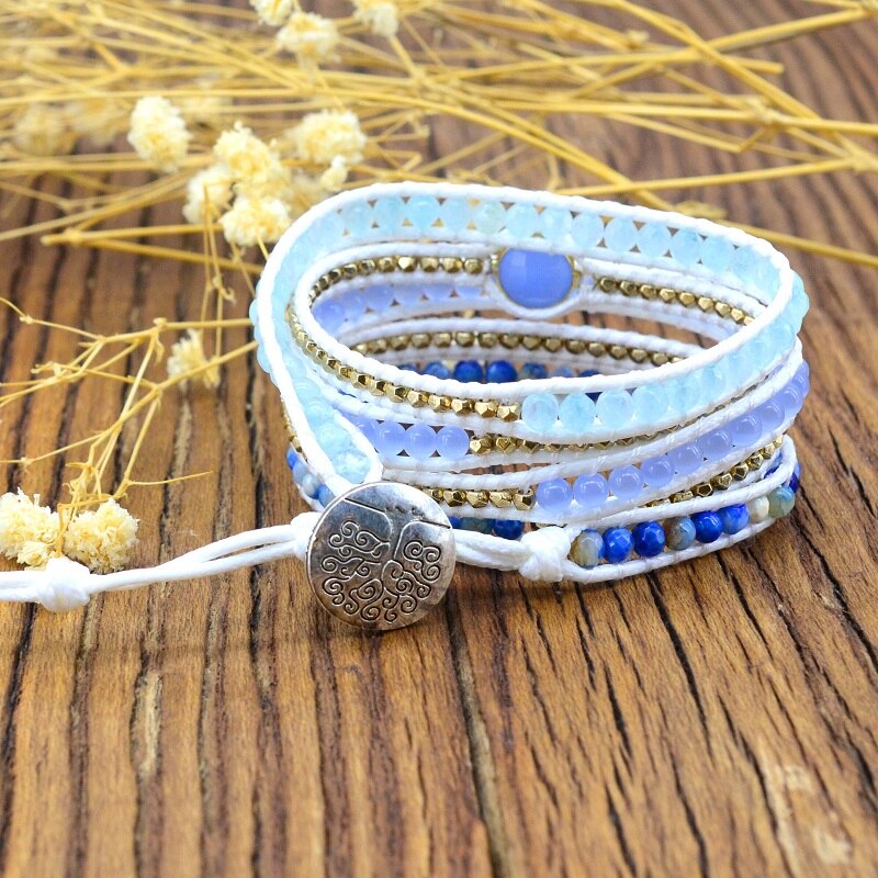 Spiritual Aquamarine Vegan Bracelet - Wrap Bracelets - Pretland | Spiritual Crystals & Jewelry