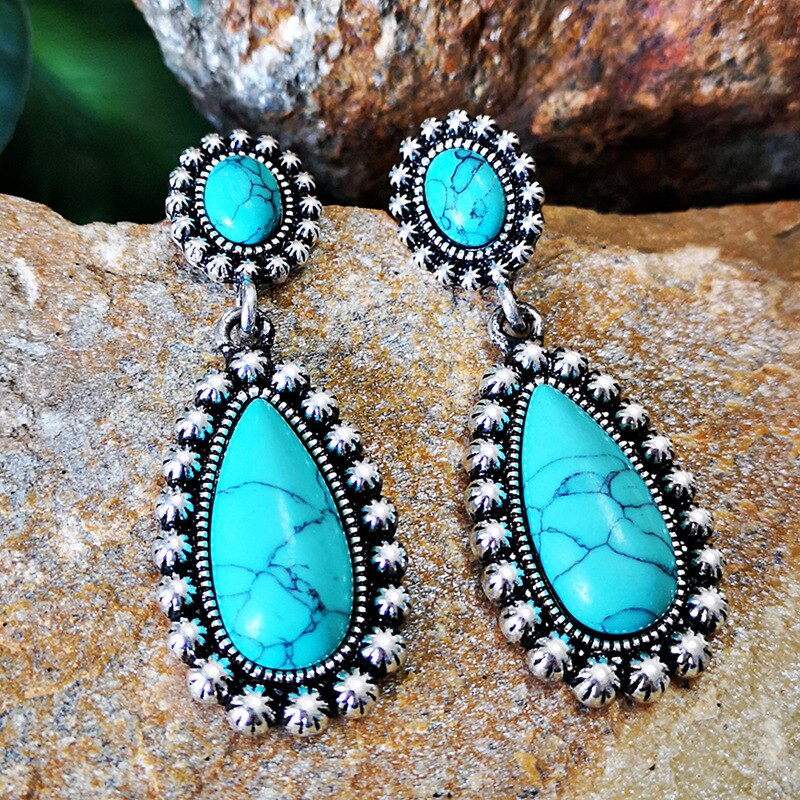 Spiritual Turquoise Boho Earrings - Earrings - Pretland | Spiritual Crystals & Jewelry