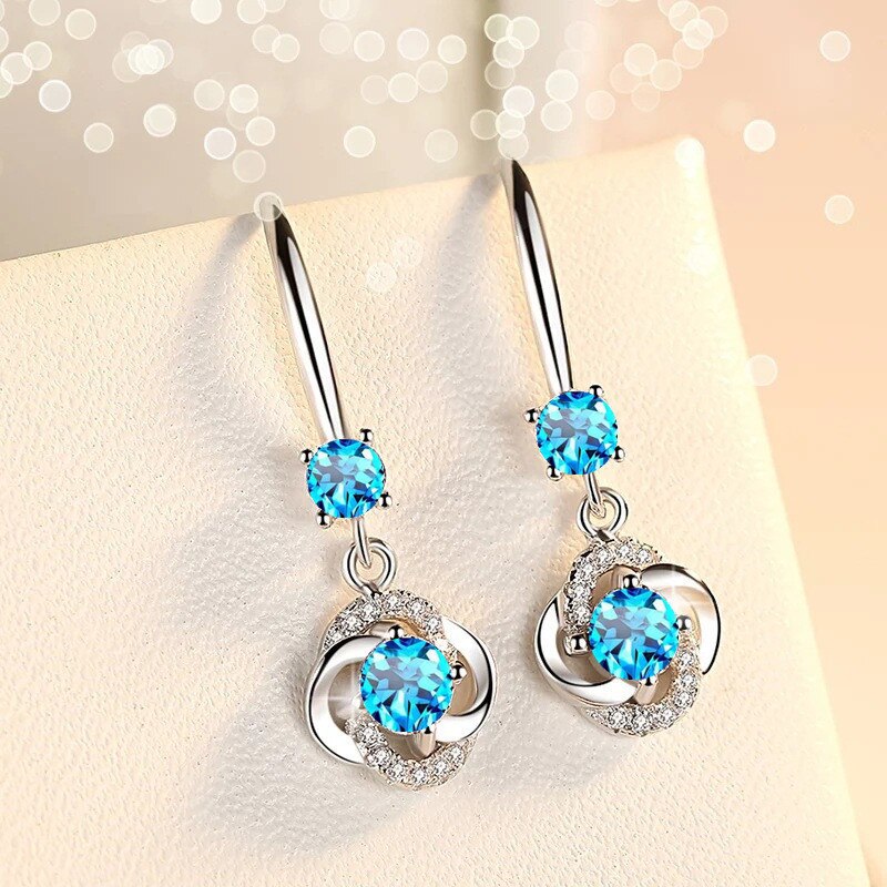 Silver Zirconia Earrings - Earrings - Pretland | Spiritual Crystals & Jewelry
