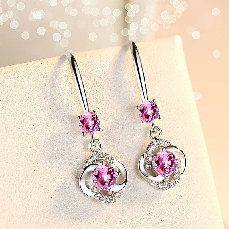 Silver Zirconia Earrings - Earrings - Pretland | Spiritual Crystals & Jewelry