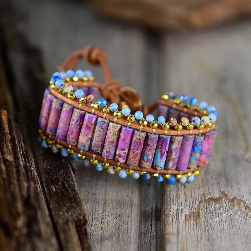 Emperor Jasper Wristband Bracelet - Bracelets - Pretland | Spiritual Crystals & Jewelry