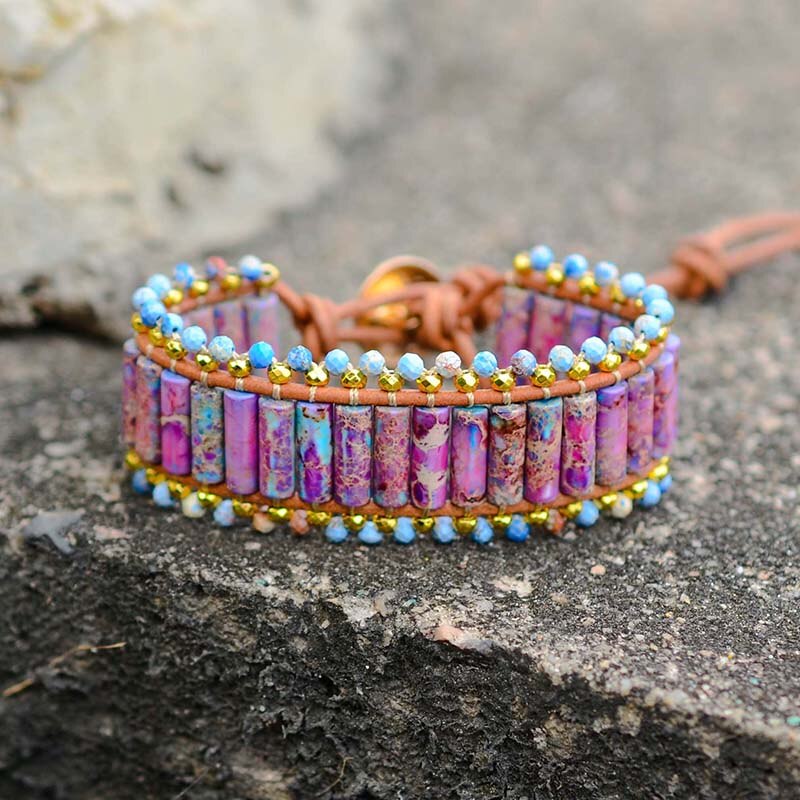 Emperor Jasper Wristband Bracelet - Bracelets - Pretland | Spiritual Crystals & Jewelry
