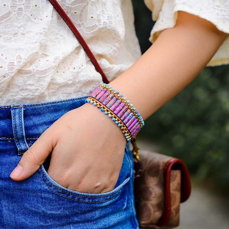 Emperor Jasper Wristband Bracelet - Bracelets - Pretland | Spiritual Crystals & Jewelry