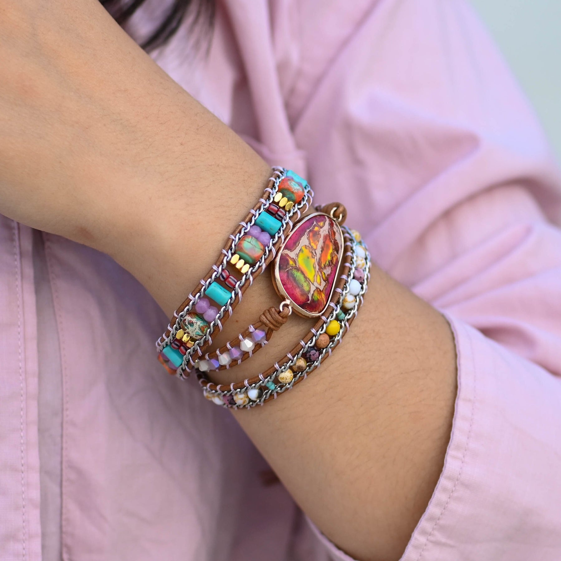 Spiritual Emperor Jasper Wrap Bracelet - Wrap Bracelets - Pretland | Spiritual Crystals & Jewelry