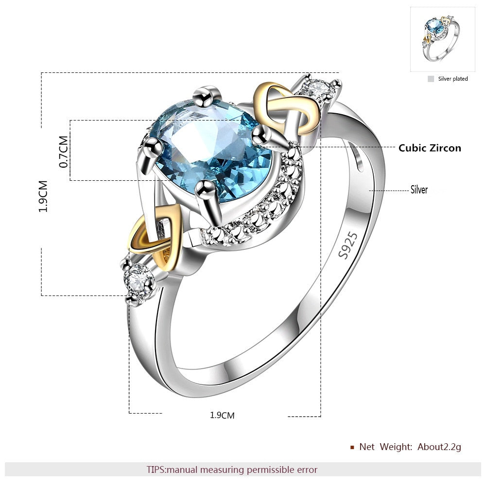 Sky Blue Cubic Zirconia Silver Ring - Rings - Pretland | Spiritual Crystals & Jewelry