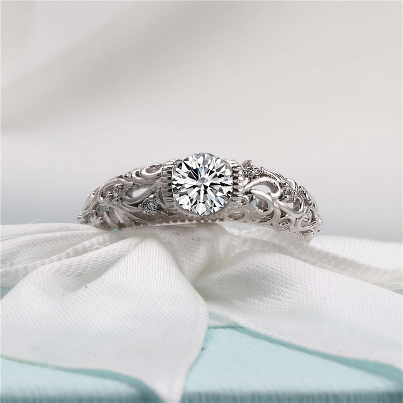Vintage Cubic Zirconia Silver Ring - Rings - Pretland | Spiritual Crystals & Jewelry