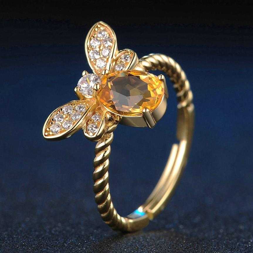 Spiritual Bee Citrine Gold Plated Ring - Rings - Pretland | Spiritual Crystals & Jewelry
