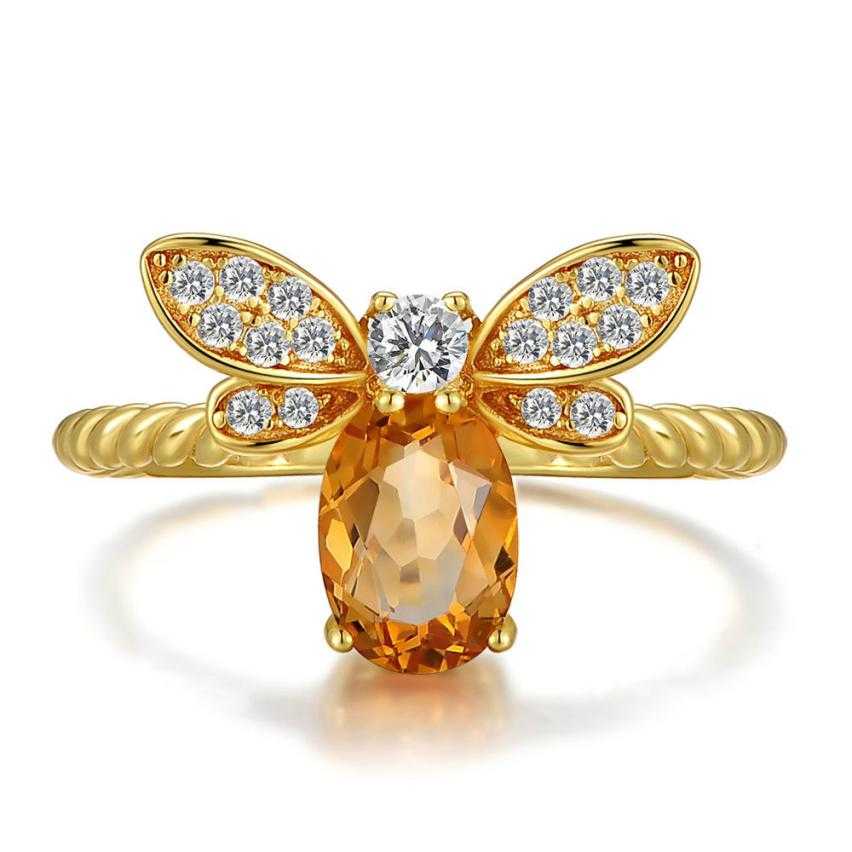 Spiritual Bee Citrine Gold Plated Ring - Rings - Pretland | Spiritual Crystals & Jewelry